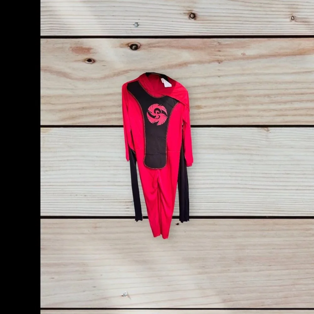 Dragon Ninja Halloween Costume‎ Kids Child Medium 8-10 Red Black Trim No Mask